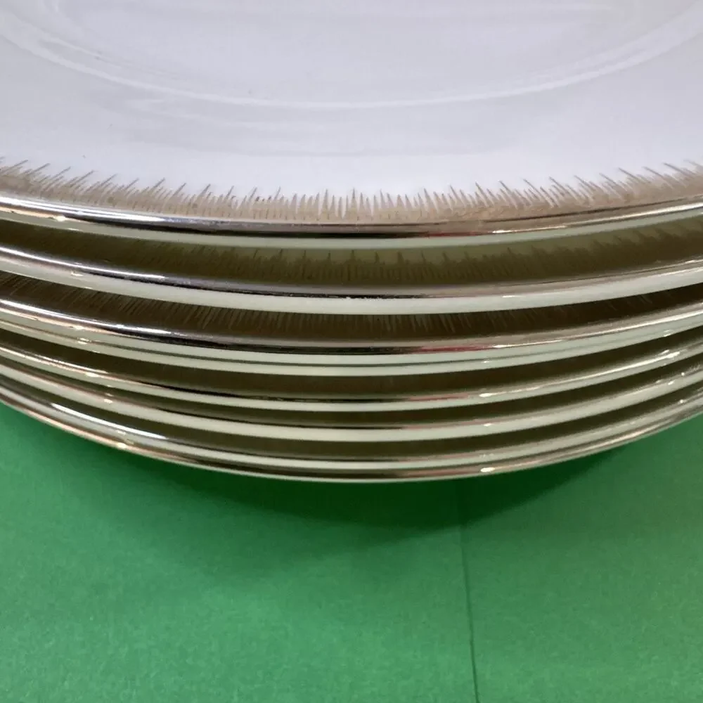 Vintage Wedgwood Silver Aster Salad Plates - Set of 6 - Fine Bone China 8 1/8”